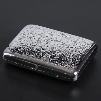 

Retro Metal Cigarette Case Double Sided Spring Clip Open Pocket Holder for 16 Cigarettes (silvery)