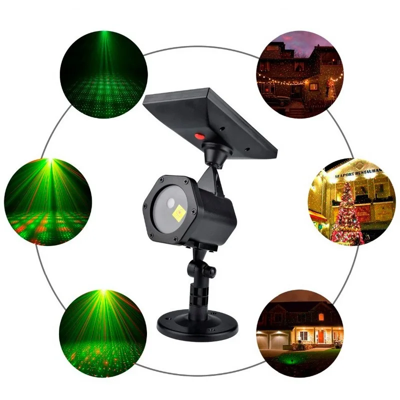 

Solar Projector Light Red and Green Star Show Christmas Decorative Laser Lights Waterproof LED Landscape Spotlight For Holiday