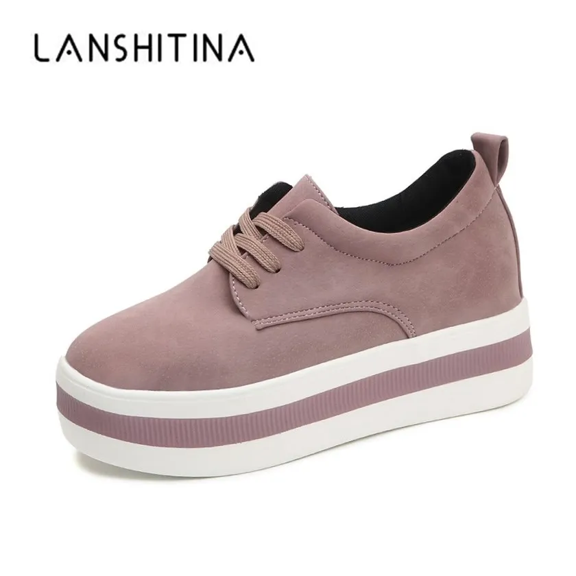 Женская Повседневная обувь из флока Сезон весна-осень Розовая на платформе Chaussure