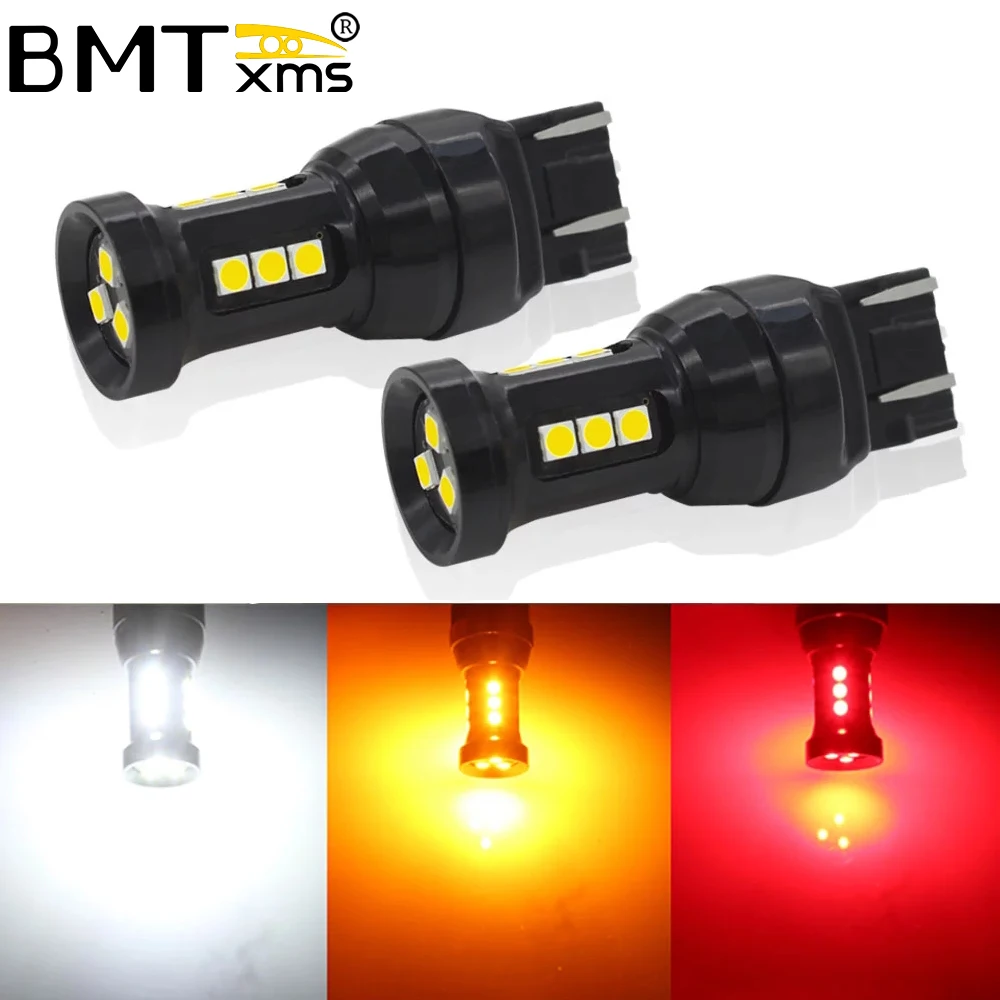 BMTxms 2 шт. Canbus Белый T20 7440 W21W WY21W 7443 SRCK W21/5 Вт авто светодиодный лампы светильник