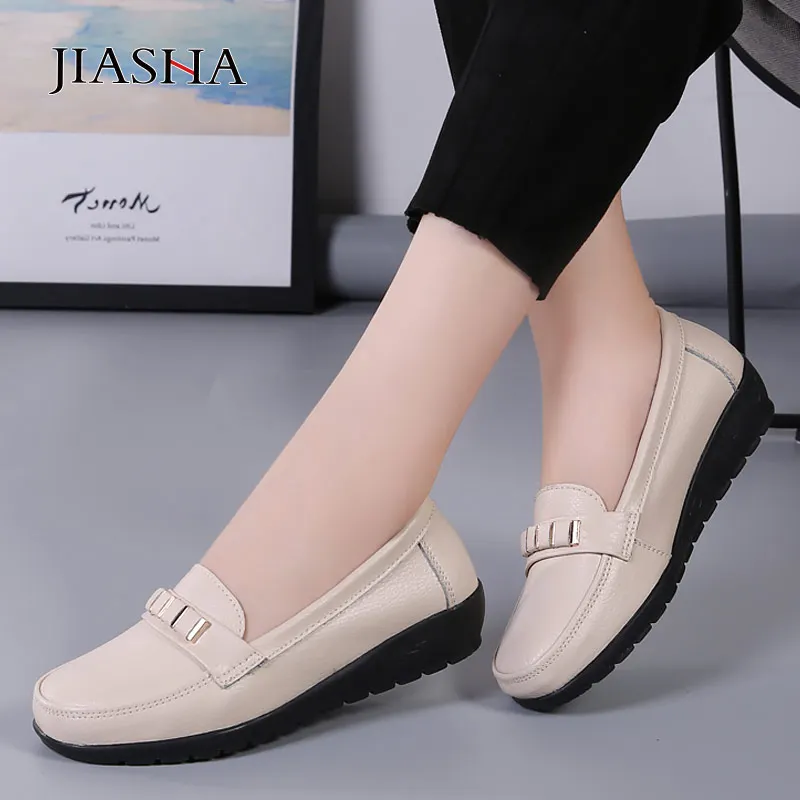 Ladies Shoes 2022 New Fashion Flats Women Shoes Genuine Leather Loafers  Non-slip Solid Color Flat Shoes Woman Zapatos De Mujer - Flats - AliExpress