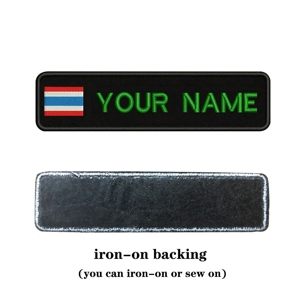green-iron on Пользовательские вышивки Таиланд Национальный флаг заплатка с текстом 10 см* 2,5 см значок Утюг на или липучке подложки для одежды брюки рюкзак шляпа - Цвет: green-iron on