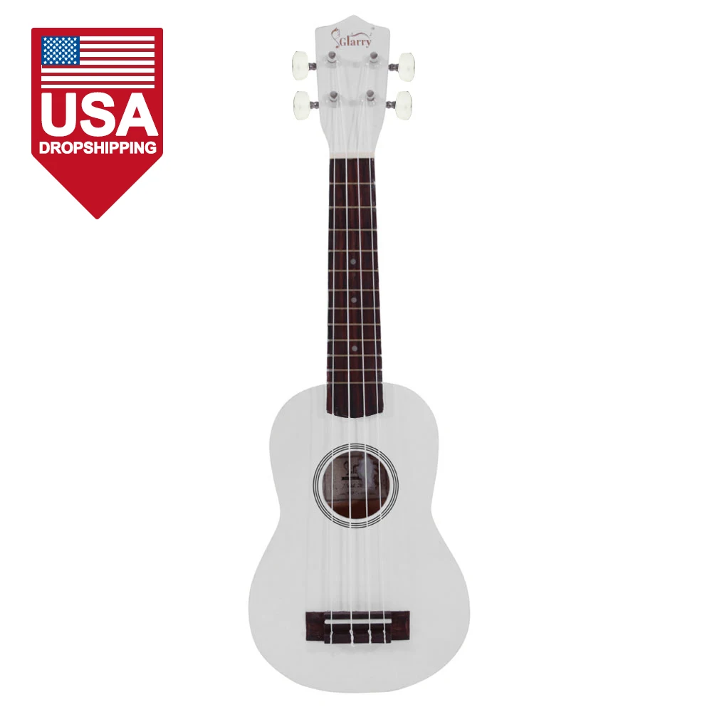 

Glarry UK101 21" Pure Color Rosewood Fingerboard Basswood Soprano Ukulele with Bag White