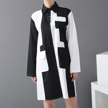 

QING MO Spring Women Blouse Dress 2020 New Fashion Women Patchwork Dress Female Plus Size Loose Dress ZQY2965