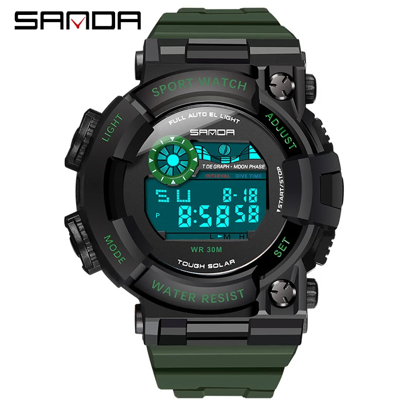 

SANDA Men Sports Watches 30M Waterproof Back Light LED Digital Watch Chronograph Double Time Wristwatches Relogio Masculino 668