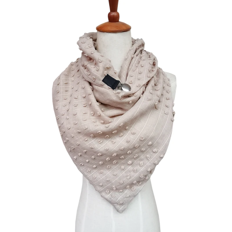 winter scarf for women foulard soild dot 3D button design echarpe