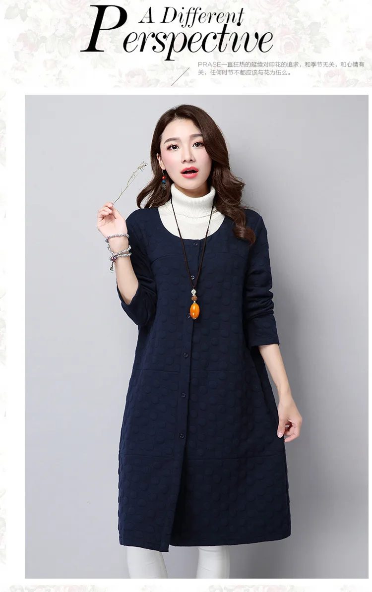 Коллекция года, Осенний женский свободный стеганый Тренч средней длины с длинным рукавом и круглым вырезом, стиль Phot
