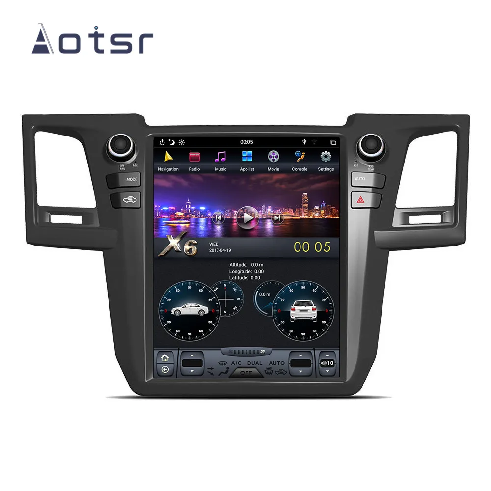 Discount Aotsr Tesla 12.1" Vertical screen Android 8.1 Car DVD player GPS Navigation For TOYOTA Fortuner 2007-2015 multimedia carplay 5