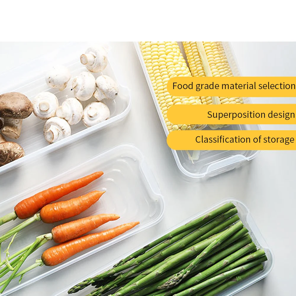 Refrigerator Food Storage Container With Lid Sealed Crisper Food Fresh Keeping Egg Fish Storage Box Fresh Spacer Organizer Case