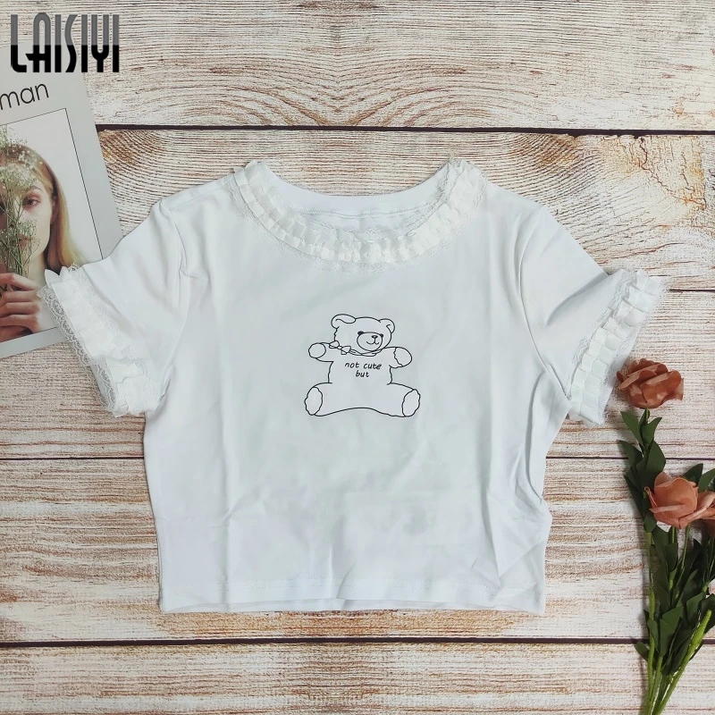 Новые футболки LAISIYI милая футболка с рисунком из мультфильма забавные детские