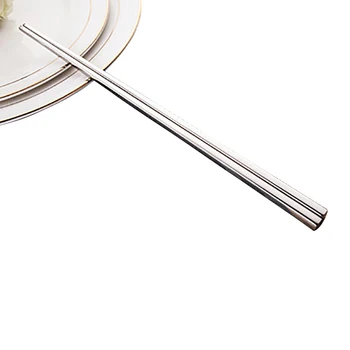 

10 pairs/pack Chinese Style Food Chopsticks Solid Stainless steel Metal Chop Stick Metal Chopsticks Korea Household Tableware
