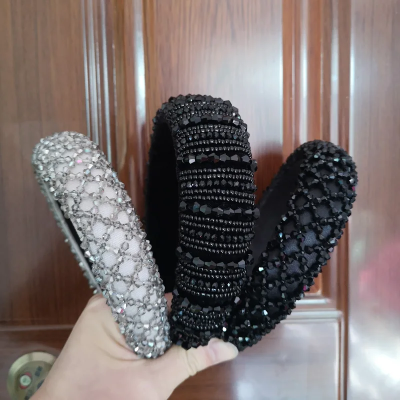 Корейская мода черная Хрустальная лента для волос головная повязка для женщин девочек аксессуары для волос высокое качество ободок для волос ювелирные изделия