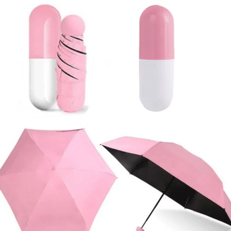 Зонтик-капсула мини легкие маленькие карманные зонтики анти-УФ складной компактный чехол Солнечный дождливый - Цвет: Розовый