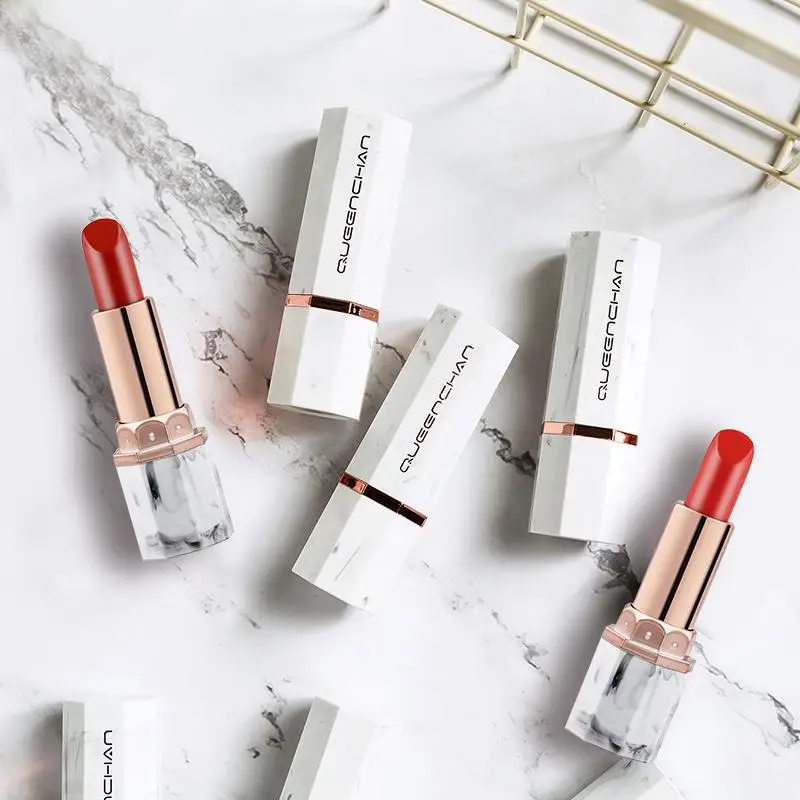 

11 Colors White Jade Marble Lipstick Velvet Matte Long Lasting Moisturizing Lip Balm Sexy Red Pigments Makeup Gifts for Women