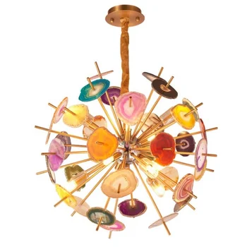 

European Agate Meteor Suspension Colored Pendant Light For Home Decor