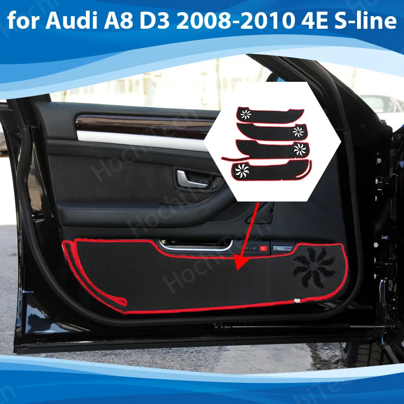 

Protective Mat Side edge cover Door Inside Guard Car Door Anti Kick Pad Sticker for Audi A8 D3 2008-2010 4E S-line Accessories