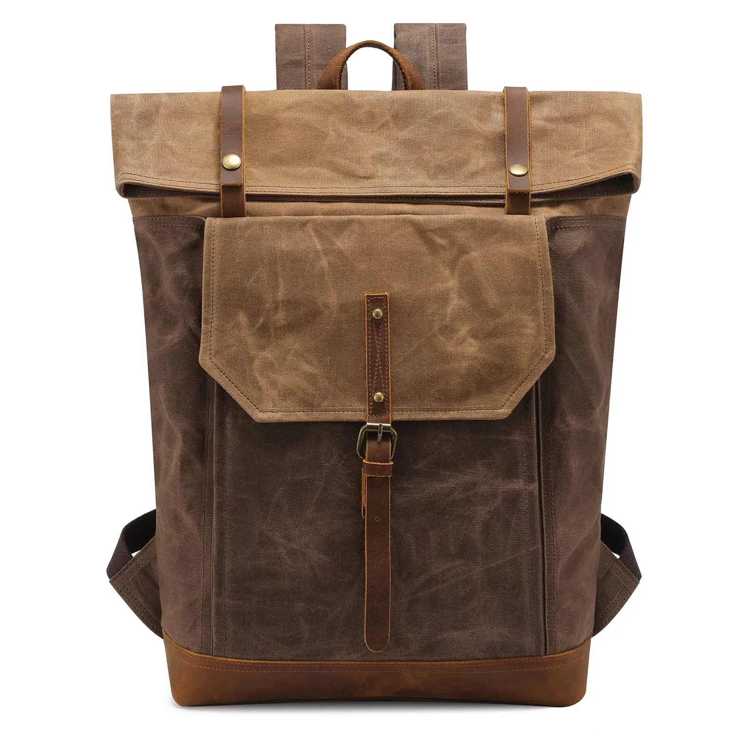 

Oil Wax Canvas Bag Europe And America Retro Men Backpack Students Travel Backpack Waterproof Rucksack Computer Bag Customizable