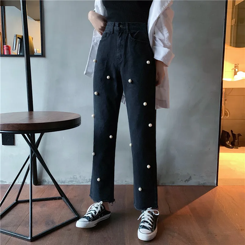 RUGOD/ новые женские брюки-клеш с вышивкой высокоэластичные джинсы прямые тонкие джинсовые брюки корейский шик ковбойские повседневные штаны
