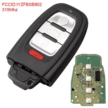 

Remote Car Auto Key Replacement 315Mhz 4 Buttons Remote Car Key Fob IYZFBSB802 Fit for Audi A Q R S TT Quattro