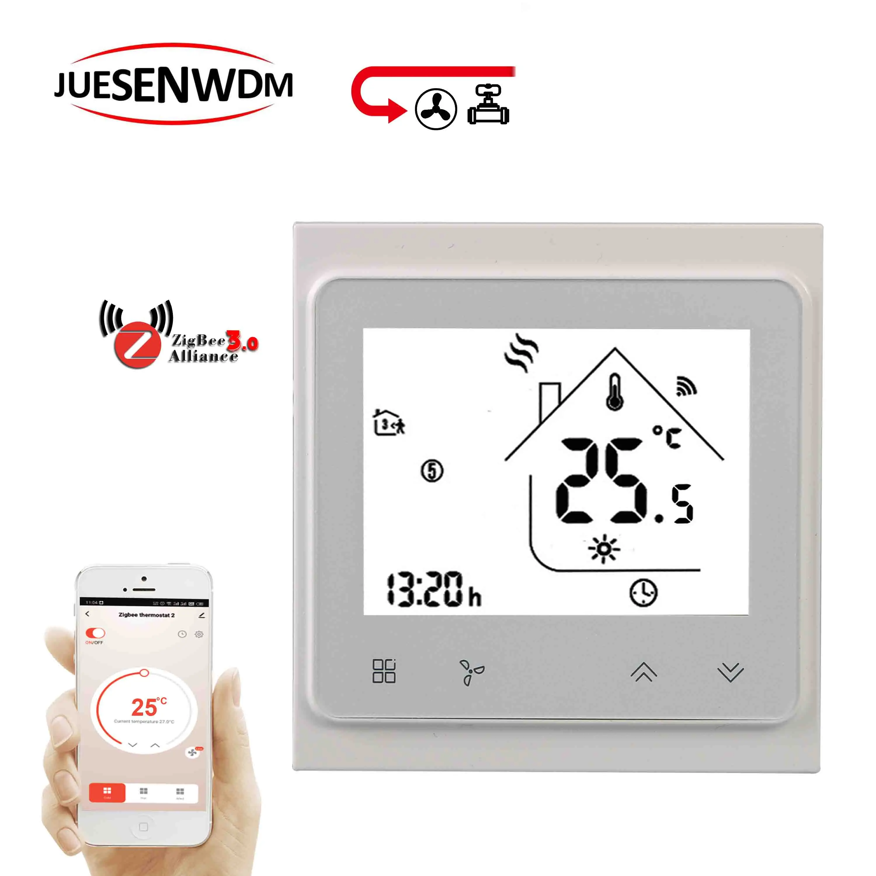 TUYA WIFI 4pipe 2-Tube Fan Coil Zigbee Thermostat for Fan Coil Unit Works with Alexa Google Home