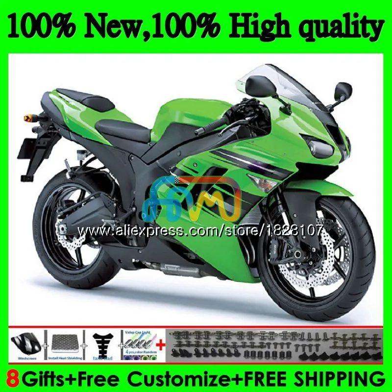 Корпус для KAWASAKI ZX 6R 6 R 600CC цвета: зеленый, черный ZX636 10BS. 55 ZX-636 ZX600 600 CC ZX-6R ZX 636 ZX6R 07 08 2007 2008 Обтекатели комплект - Цвет: No. 1