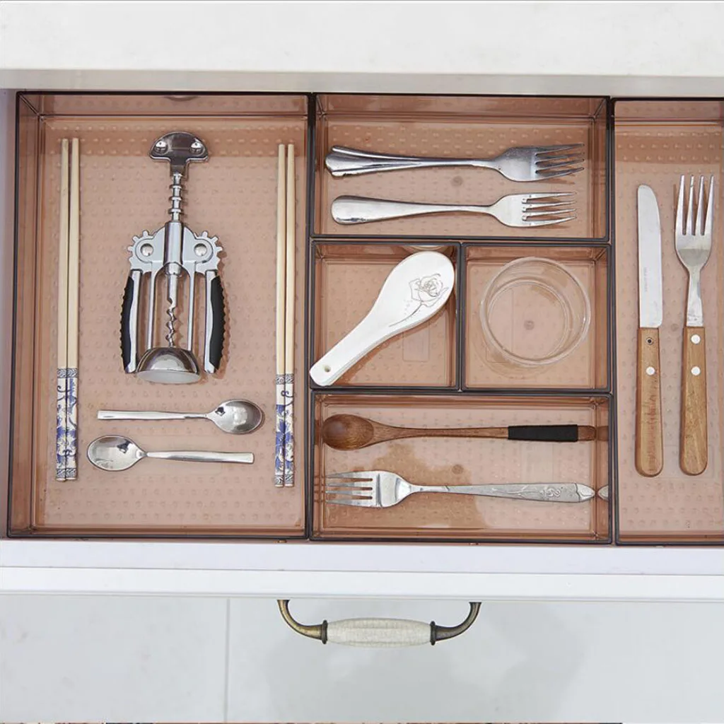 Drawer Organizer Dishes Cloths Adjustable Compartments Kitchen Tray for Utensil, Cutlery, Flatware