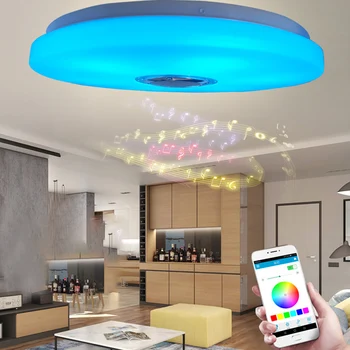 

Led Ceiling Light Lamp Flush Mount Round Music With Bluetooth Dimmable Color Changing Light White Smart LED