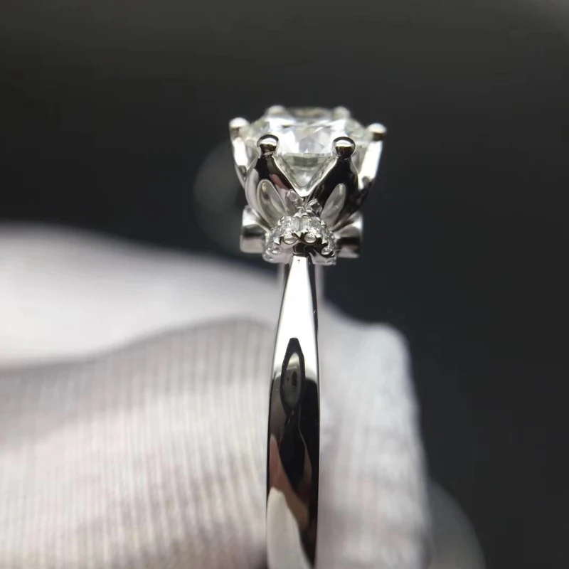14 к белое золото 1.0ct 2.0ct 3.0ct кольцо с короной и бриллиантом кольцо с муассанитом фиолетовое ювелирное свадебное юбилейное кольцо для женщин