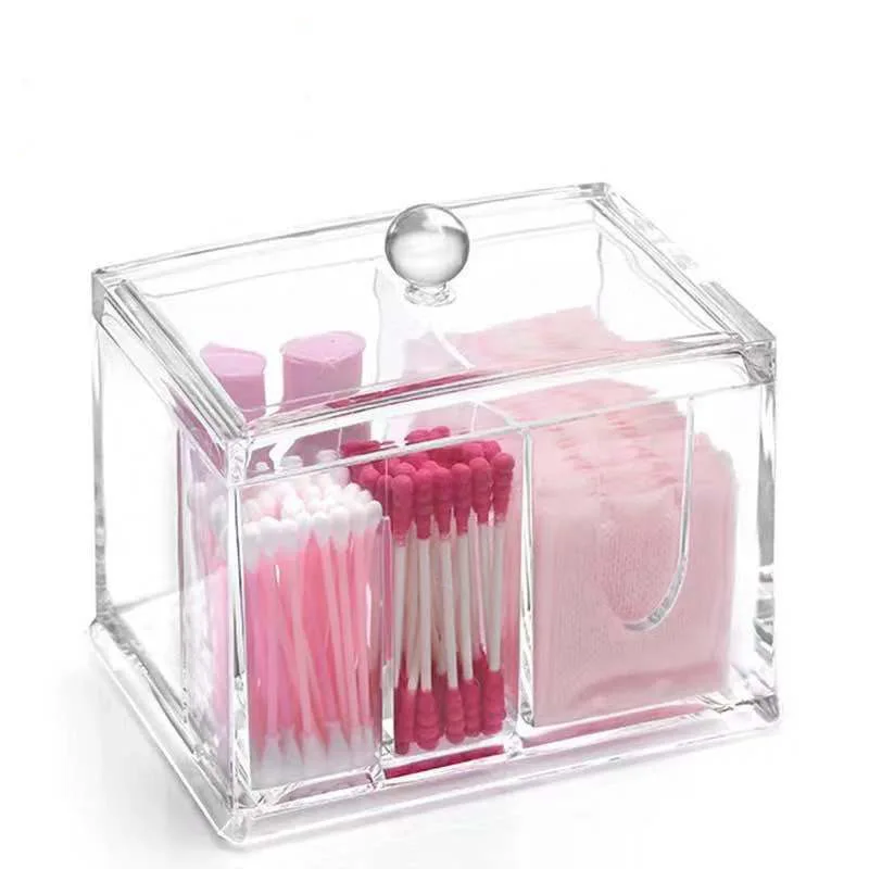

Wholesale Cotton Puff Storage Box Acrylic Swab Box Transparent Multi-functional Facial Wipe Makeup Storage Box