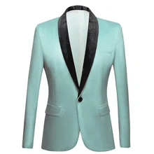 Светильник, зеленый, для свадебного костюма, для мужчин, блейзеры, Черная шаль, с отворотом, с мягким ворсом, смокинги для жениха, новейший дизайн пальто, брюки, костюм