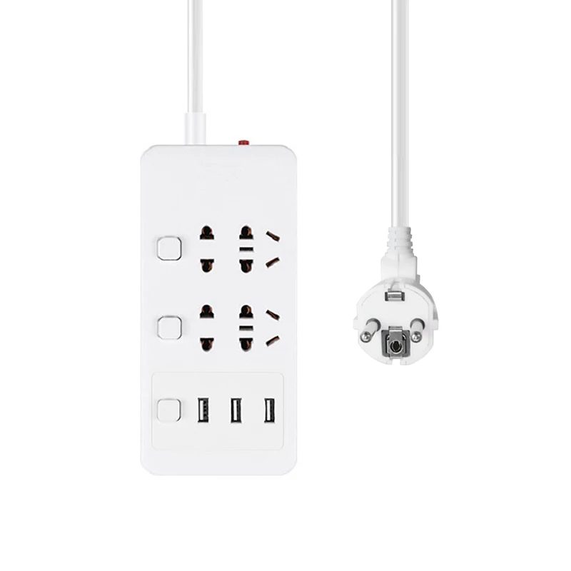 

Power Strip 5V 2.1A EU AU UK UA Plug 1.8m 4/6/8 10A 250V 2500W Sockets Independent switch 3USB Port 5V 2.1A Travel Plug Adapter