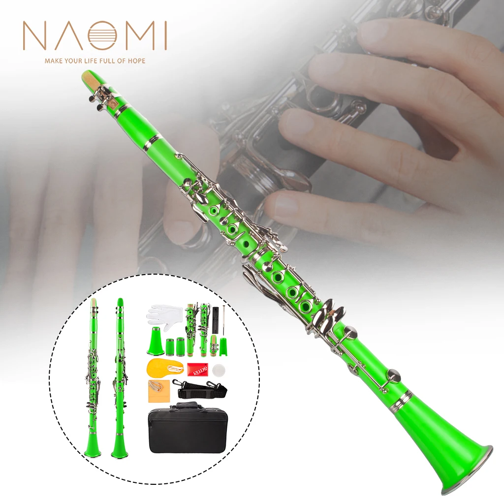 Naomi Professional Falling Tune B 17 ключ кларнет ABS Комплект для кларнета W/кларнет+ тростники+ ремень+ чехол+ компоненты для студента зеленый