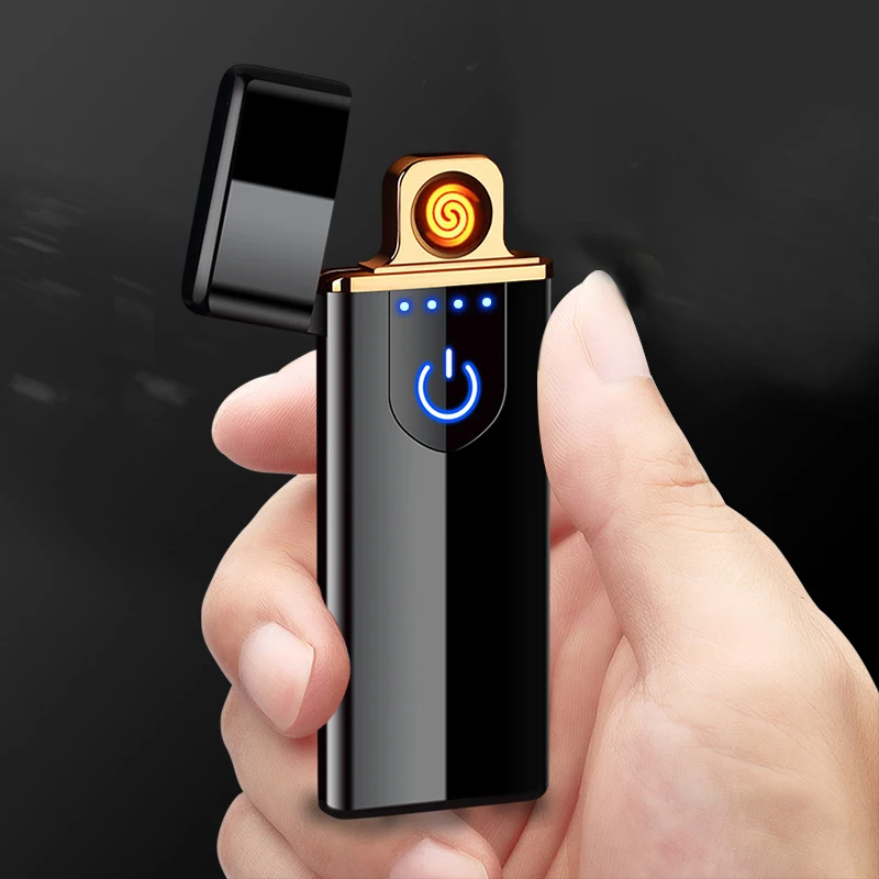 

Creative USB Rechargeable Lighter Touch Induction Windproof Flameless Electronic Ultra-thin Cigarette Lighter Custom Metal
