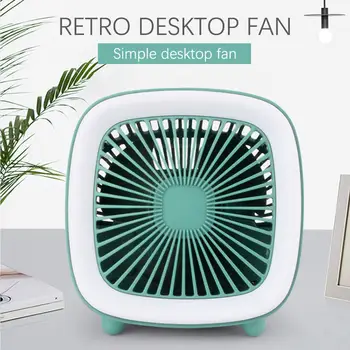

Mini Summer USB Rechargeable Retro Square 3 Speeds Cool Fan TV Type Fan with LED Light Desktop Table Fan Silent Sleeping Fan