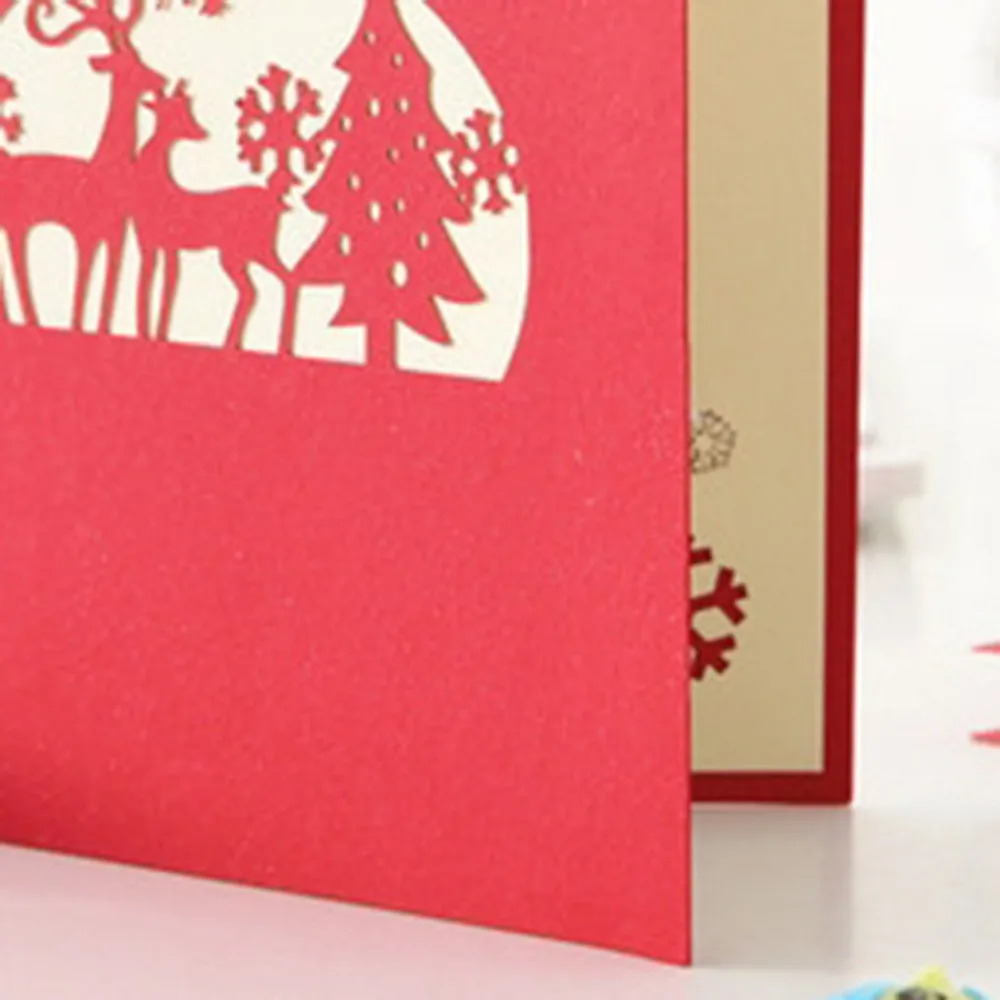 Xmas Gift Invitation Card Cartoon Christmas 3D Stereo Holiday Greeting Card Creative Gifts New Year Postcard Fsetival Supplies