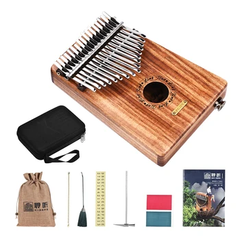 

LINGTING K17YEQ 17-key Thumb Piano Kalimba Mbira Sandalwood Solid Wood Built-in Pickup with Music Book Stickers Tuning Hammer