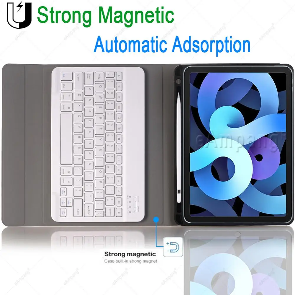 For iPad Air 4 10.9 2020 Keyboard Case with Pencil Holder for Apple iPad Air 4th Generation Russian Spanish English Keyboard