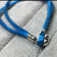 925 пробы Серебряный Классический подлинный тканевый шнур браслет синий женский шарм мода DIY Ювелирные изделия