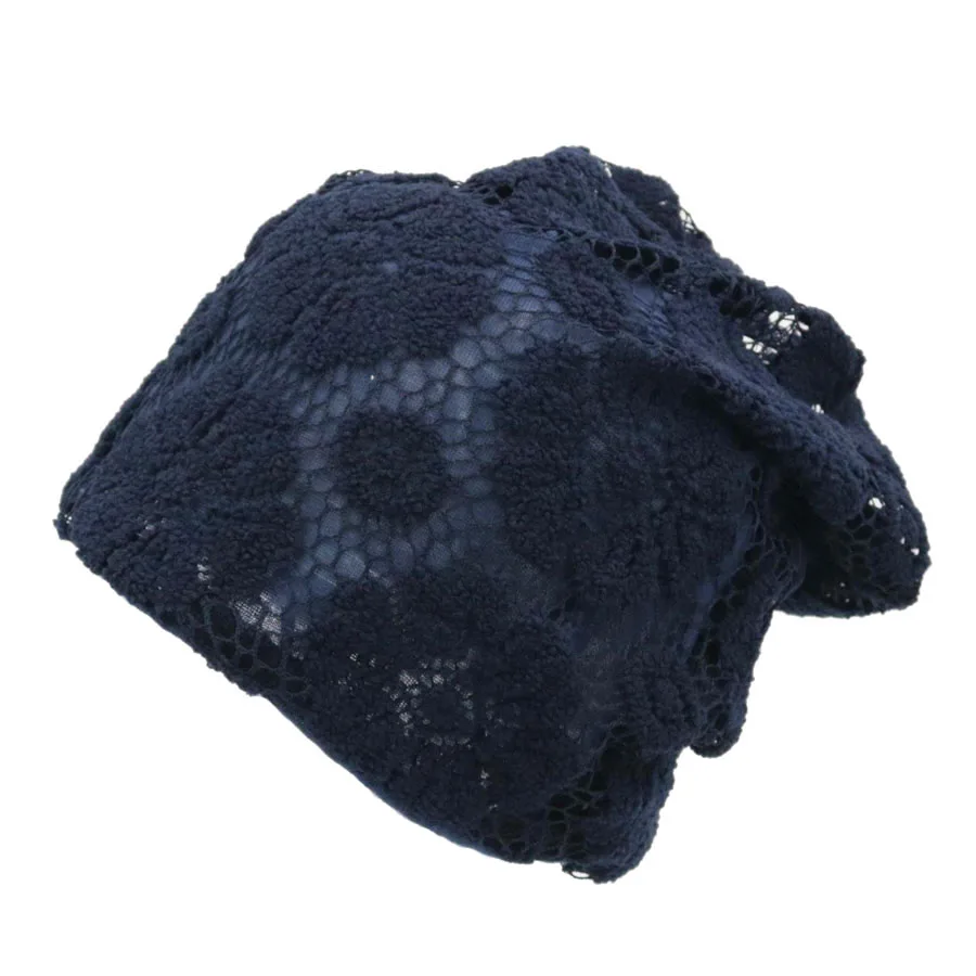 Осенне-зимняя шапка-маска, женские шапки Skullies, защита ушей, женские кружевные дышащие шапки Skullcap, хип-хоп Чепчик для девочки