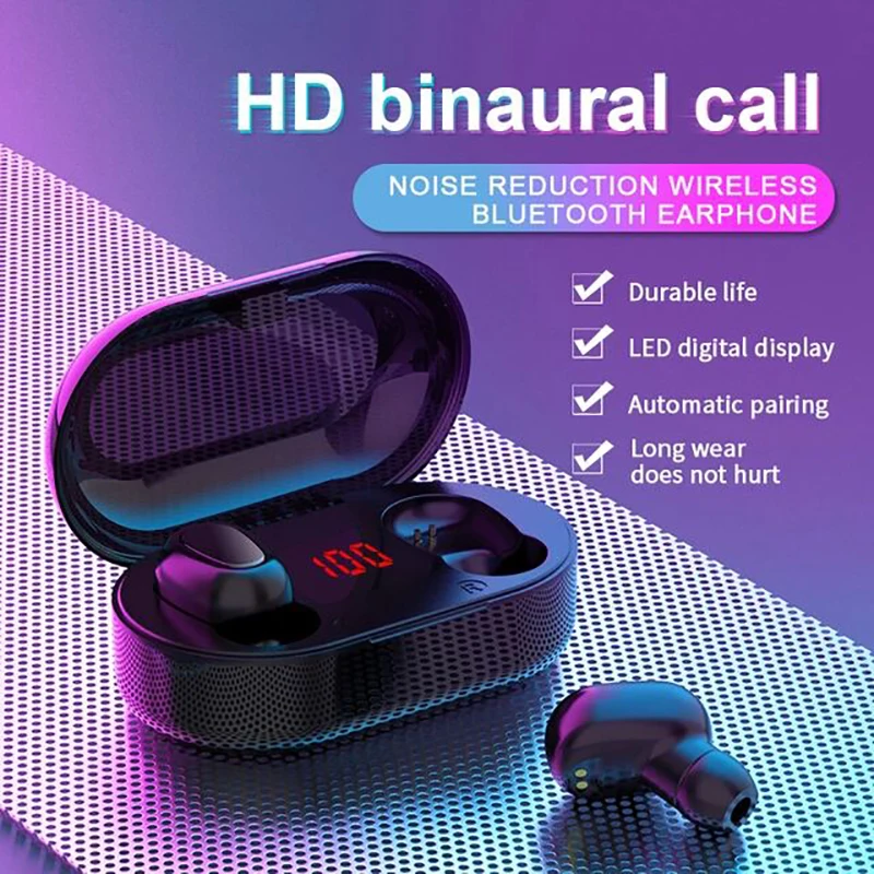 TWS Bluetooth Earphone With Microphone LED Display Wireless Bluetooth Earbuds Earphones Waterproof Noise Cancelling Headsets