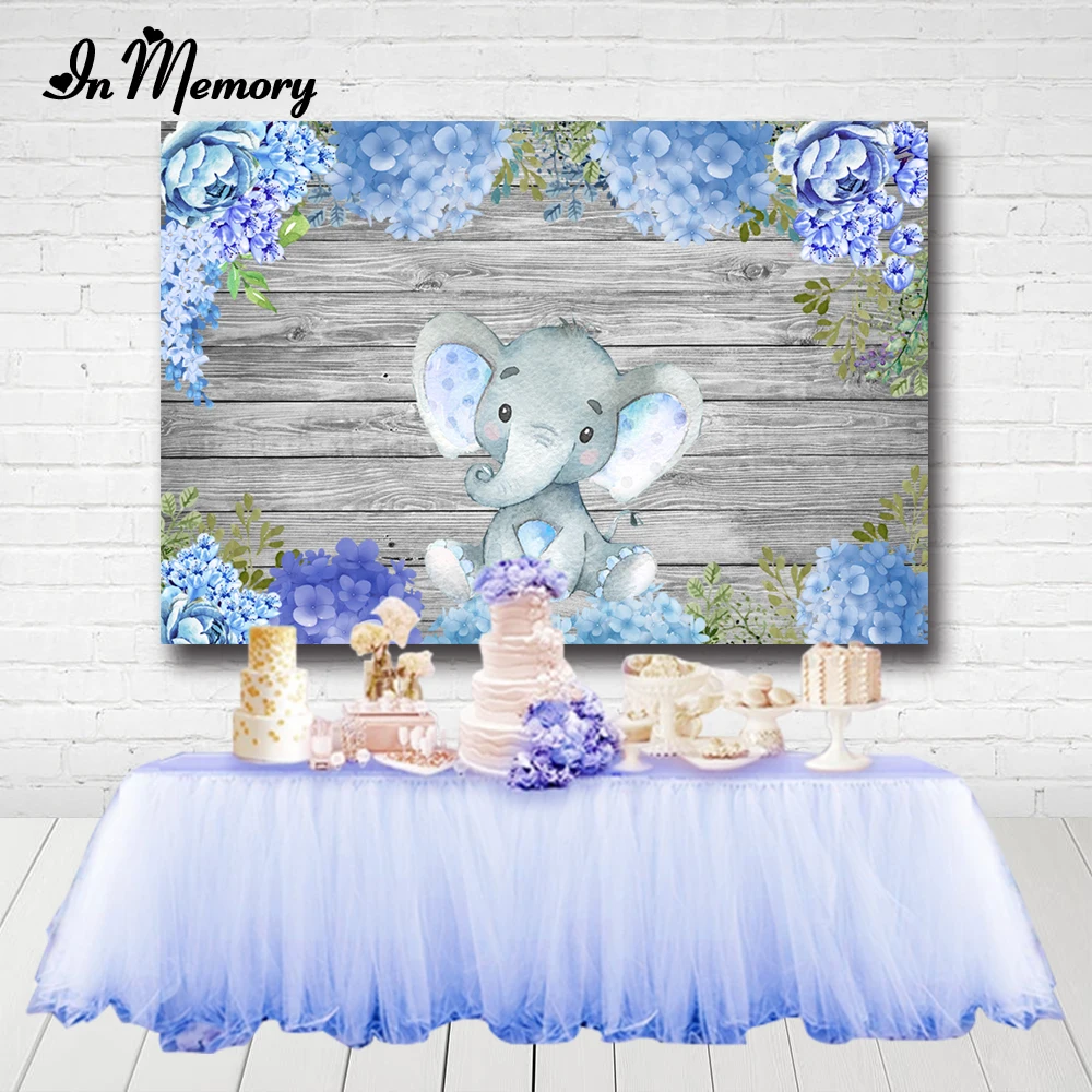 InMemory Серый Слон детский душ фоны дерево синие фиолетовые цветы дети 1-й День