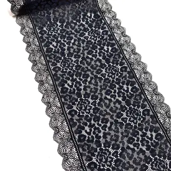 

3y/lot Width 24cm Elastic Stretch Lace trim Black Skirt Hem Underwear Sewing Craft DIY Apparel Dress Fabrics Lace BJD trim