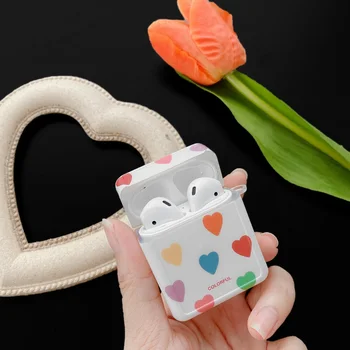 

Teyomi Colorful Heart Circle Earphone Case for Airpods 1/2 Pro Soft Silicone Earphone Case Headphone Cover for Airpod 1/2 Case