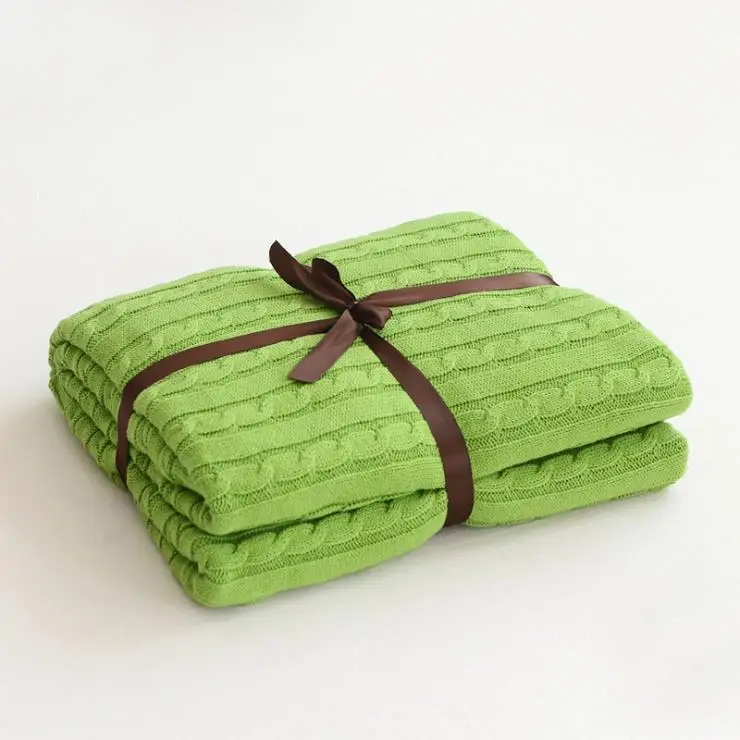 Однотонные цветные одеяла, покрывало для кровати, мягкое покрывало, покрывало, постельные принадлежности, вязаное одеяло, кондиционер, удобные спальные покрывала - Цвет: Grass Green
