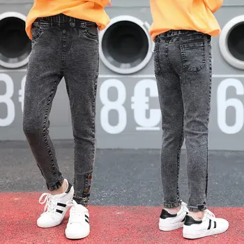 

Girl Denim Pants Baby Spring Girl Skinny Jeans Legging Cotton Elastic Jeans for Children Solid Pants Casual Trousers With Button