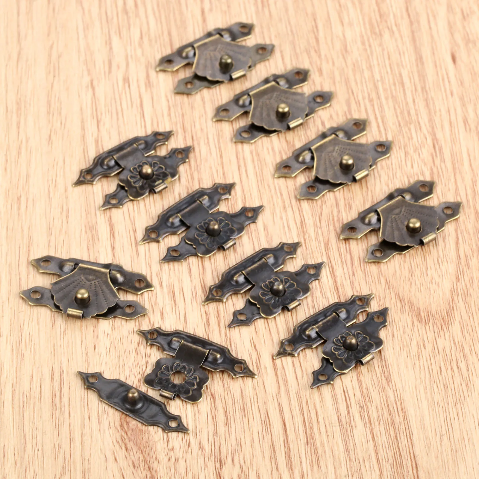 Furniture Hardware Jewelry Box Hasps Decorative Latches Butterfly Twist Latch 10 Pcs Antique Bronze Iron Jewelry Box Padlock Hasps Latch Clasp Lock Wooden Wine Gift Box Buckle 30*18mm