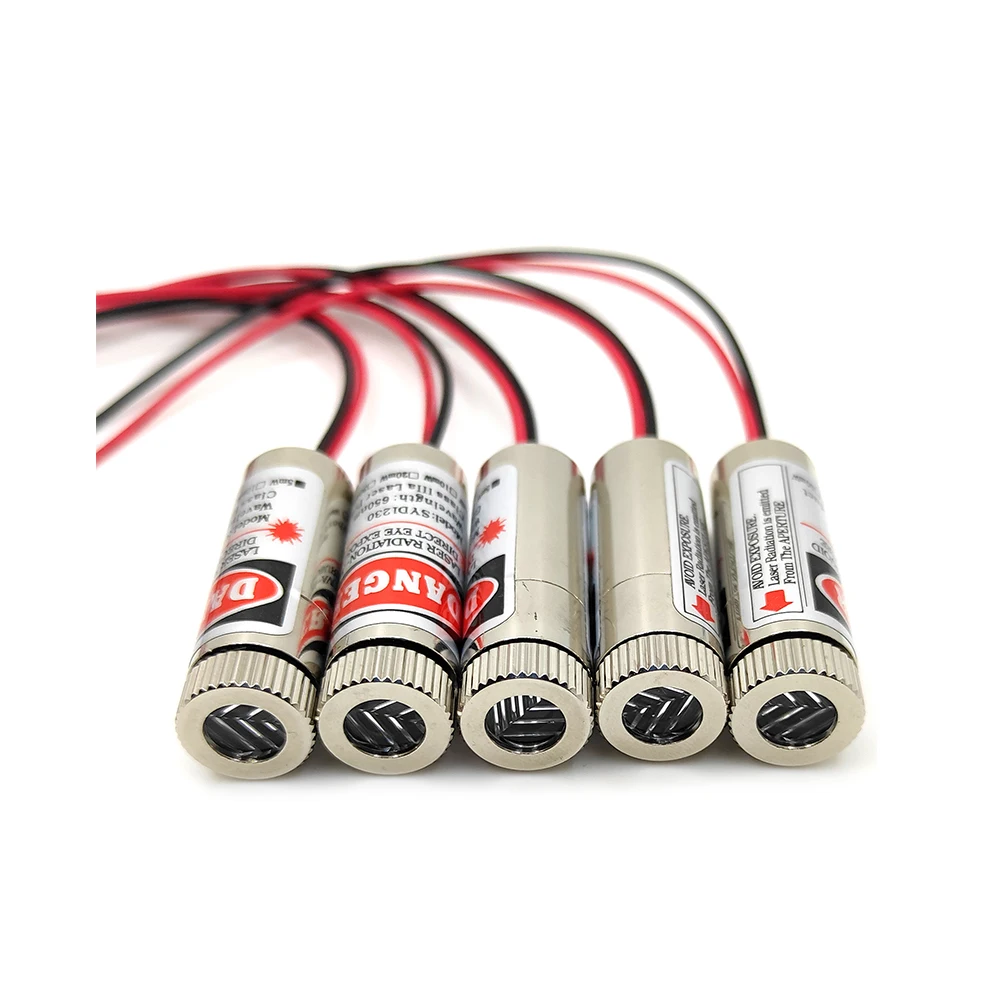 5pcs Cross 58°/ Cross 90° 650nm 5mW 12x35mm 1235 3-5V Adjustable Focusable Red Laser Module Industrial 12mm LED LD Module