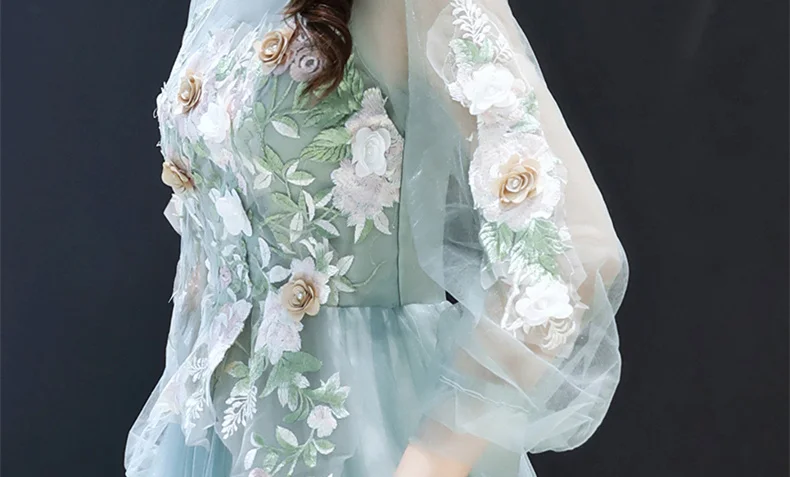 Это Yiiya официальное платье с О-образным вырезом и рукавом три четверти Robe De Soiree LF159 Иллюзия аппликации размера плюс женские вечерние платья