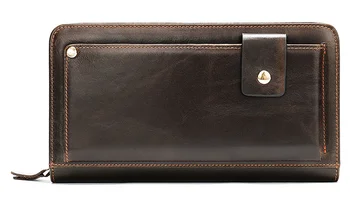 

Fashionable Long Business Cowhide Wallet Men Card Holder Genuine Leather Wallets Mens Soft Textured Zipper Purse Carteira DF257