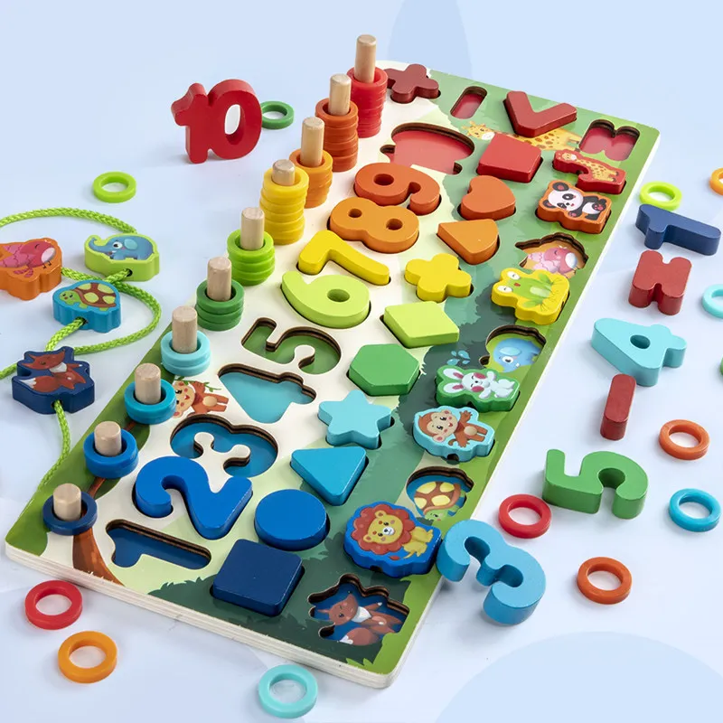 3D Wooden Toys Montessori Magnetic Fishing Digital Shape Matching Blocks Educational Toys For Children Busy Board Math Preschool 17